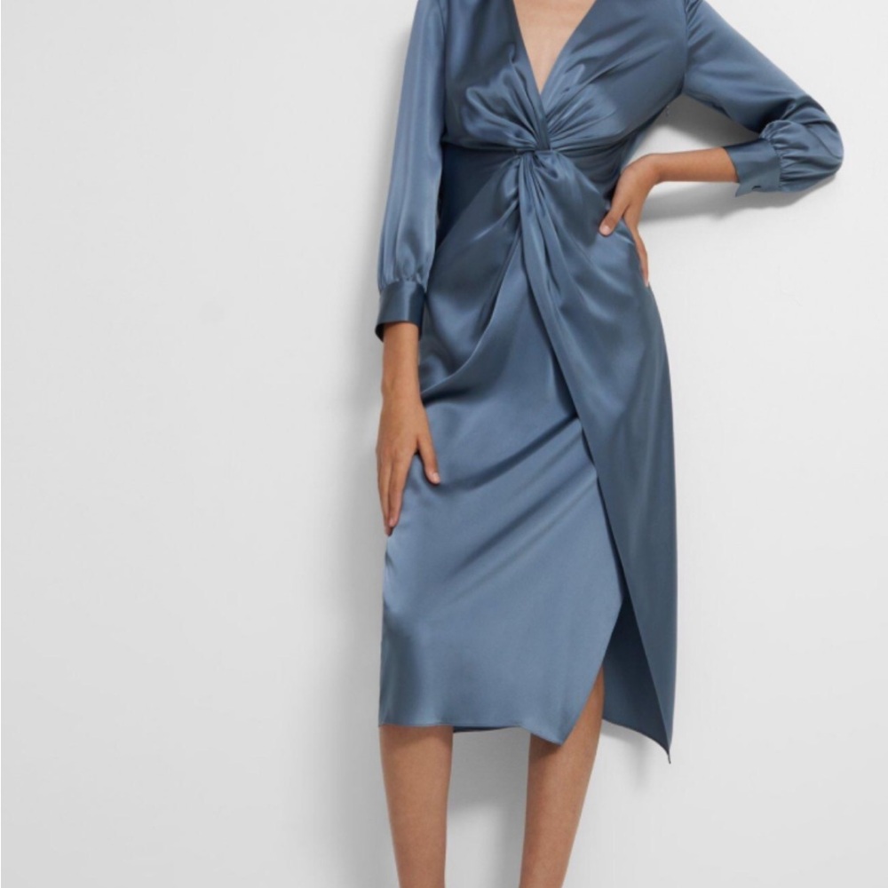 NWT THEORY Satin Midi Wrap Dress
